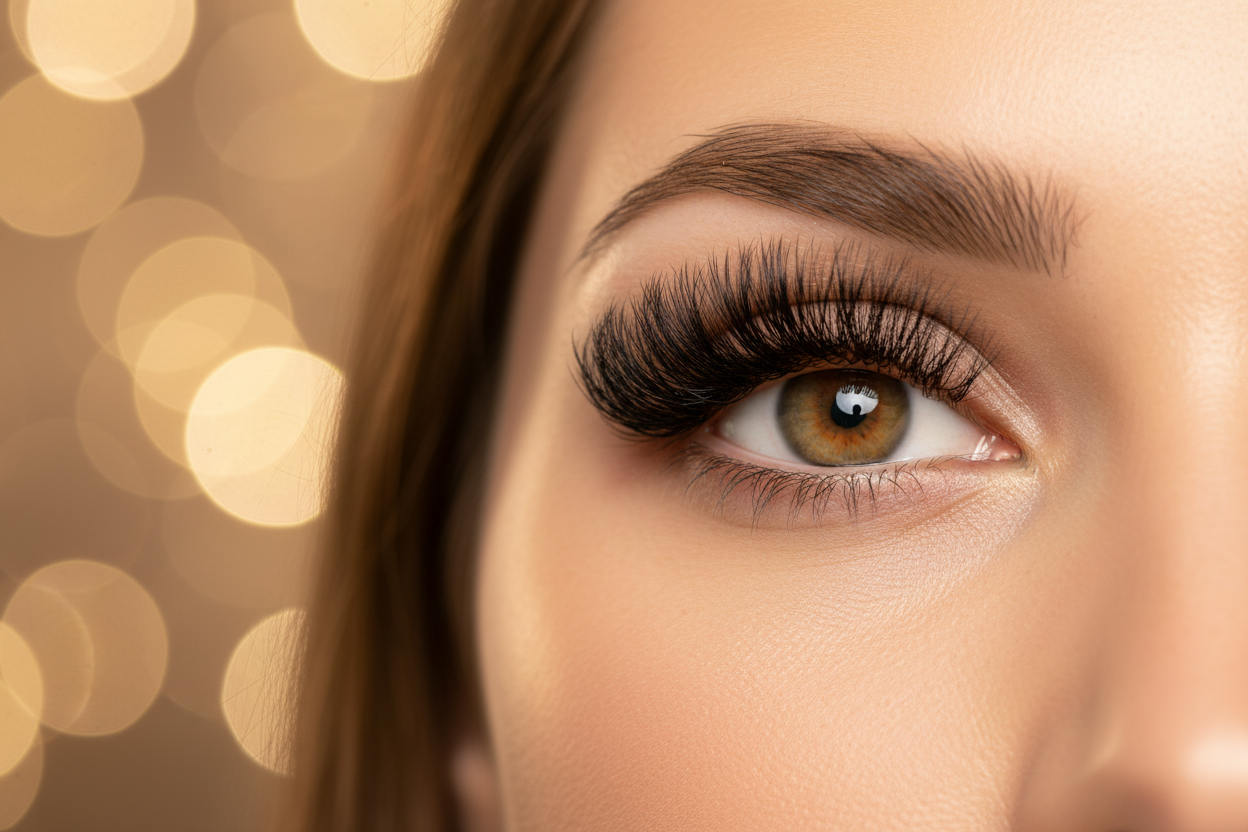 Close-up of dramatic lash extensions