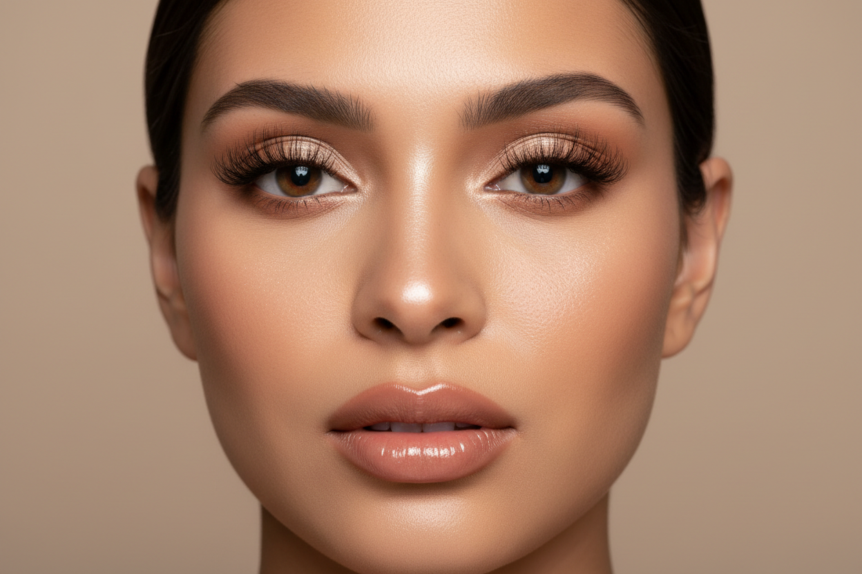 Both eyes with natural full lash extensions